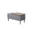 Puff tapizado chenilla gris con mesa melamina nogal